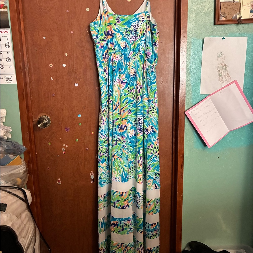 EUC Lilly Pultizer Adjustable Spaghetti Strap Fully Lined Maxi - Picture 5 of 7